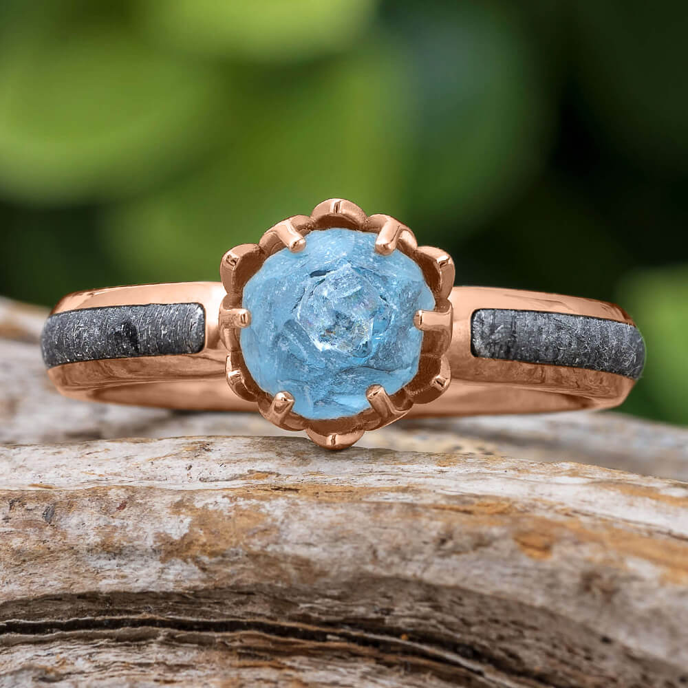 Nature Inspired Engagement Ring with Aquamarine - OroSpot